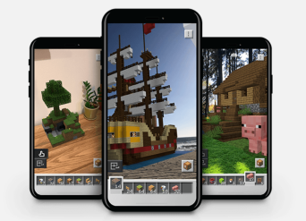 image of phones with Minecraft Earth