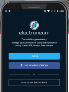 image of Electroneum's mining app smartphone