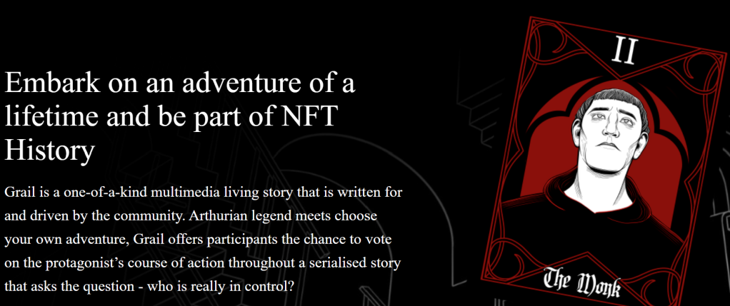 GRAIL NFT project mixing tarot with adventure story/world of myth and legends. 2022.